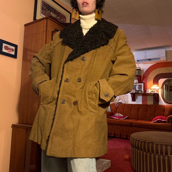 1970s Made in Israel cotton rayon French Tissavel imitation fur double breasted - Picture 5 of 16